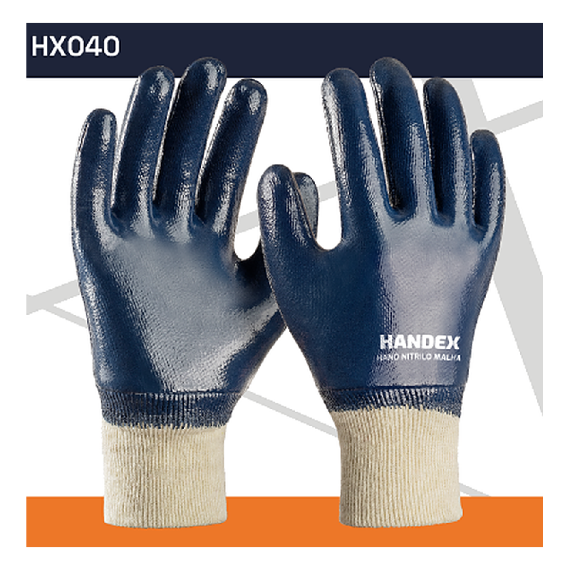 Luva Handex Hand Nitrilo Malha Azul Handex