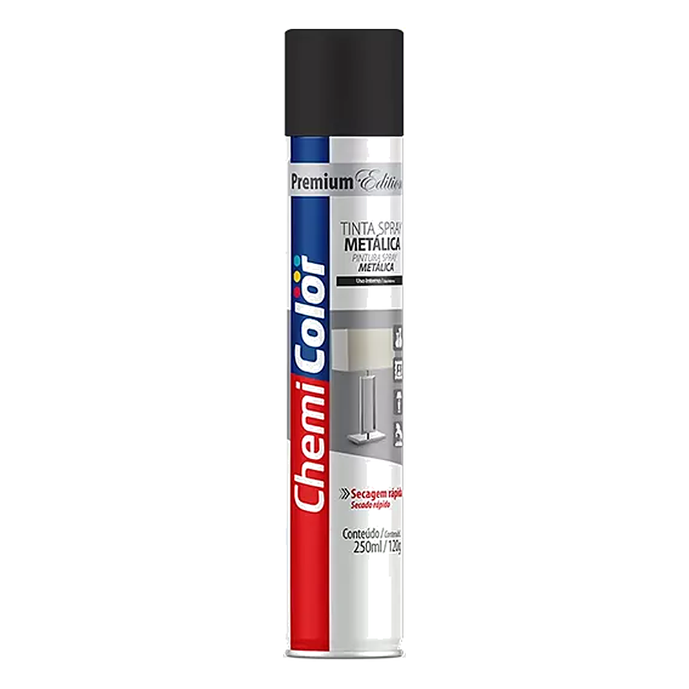 Tinta Spray Metalico Pto 250ML Chemicolor